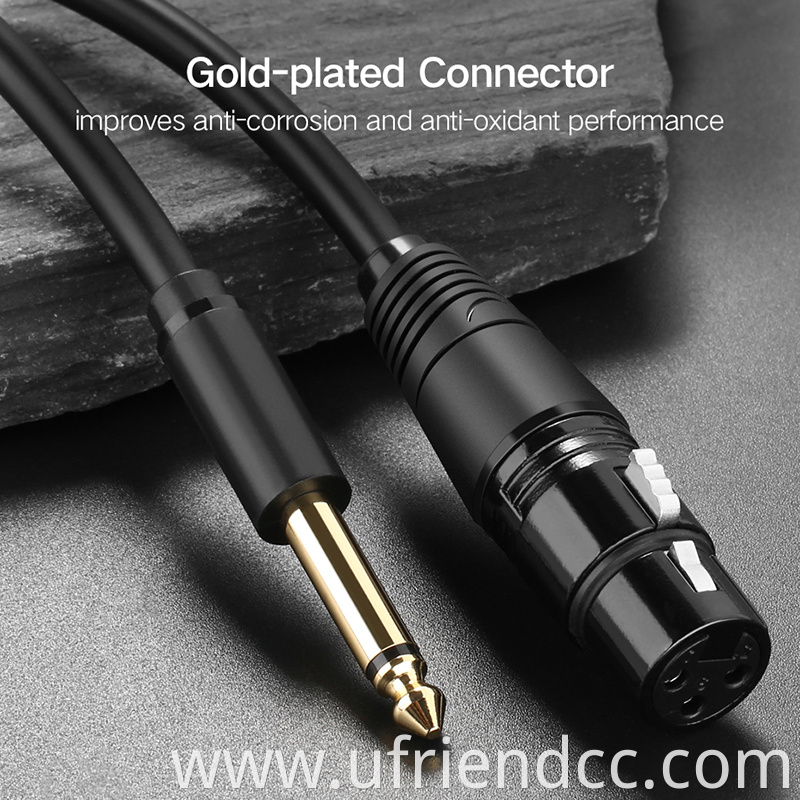 Gold Plated 6.35mm TRS Audio Jack to XLR DMX Cable